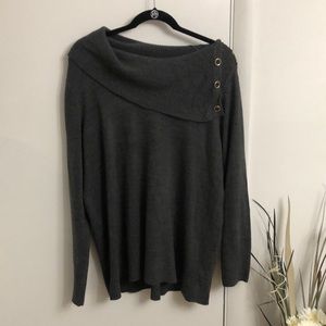 Charcoal Grey cowl-neck Sweater | 1x